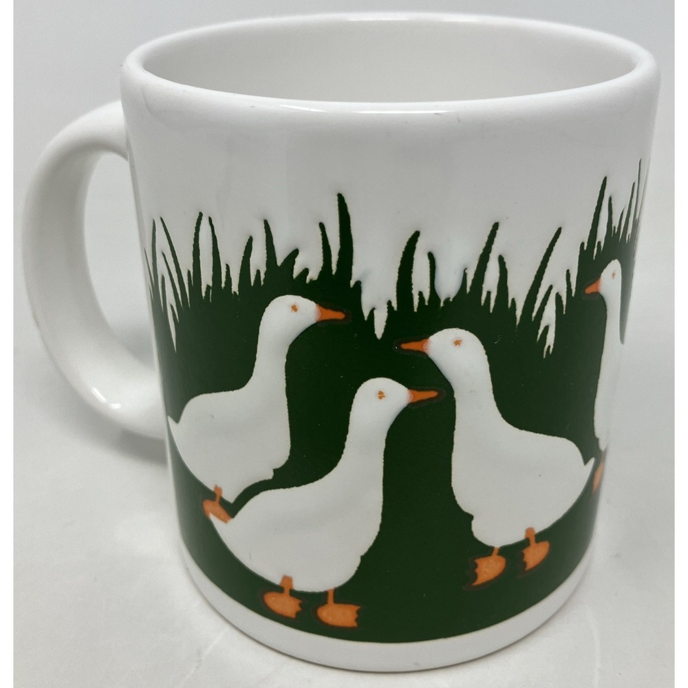 Vintage Waechtersbach Goose Geese Duck Green Coffee Mug West Germany‎ Spring